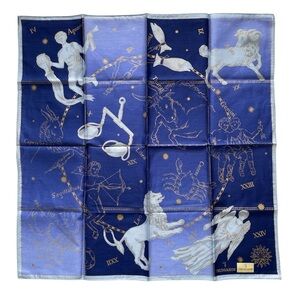 Trussardi Navy and Gold Zodiac Handkerchief